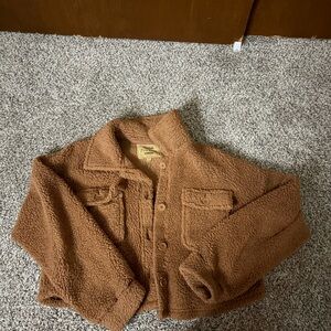 Pink Rose Brown Sherpa Sweater
